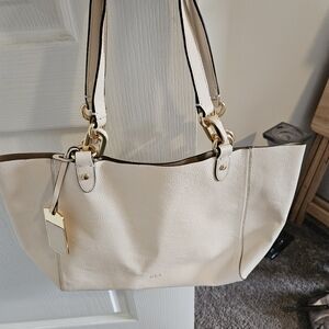 Elegant RL Small 11x9 Cream Leather Tote Bag $15